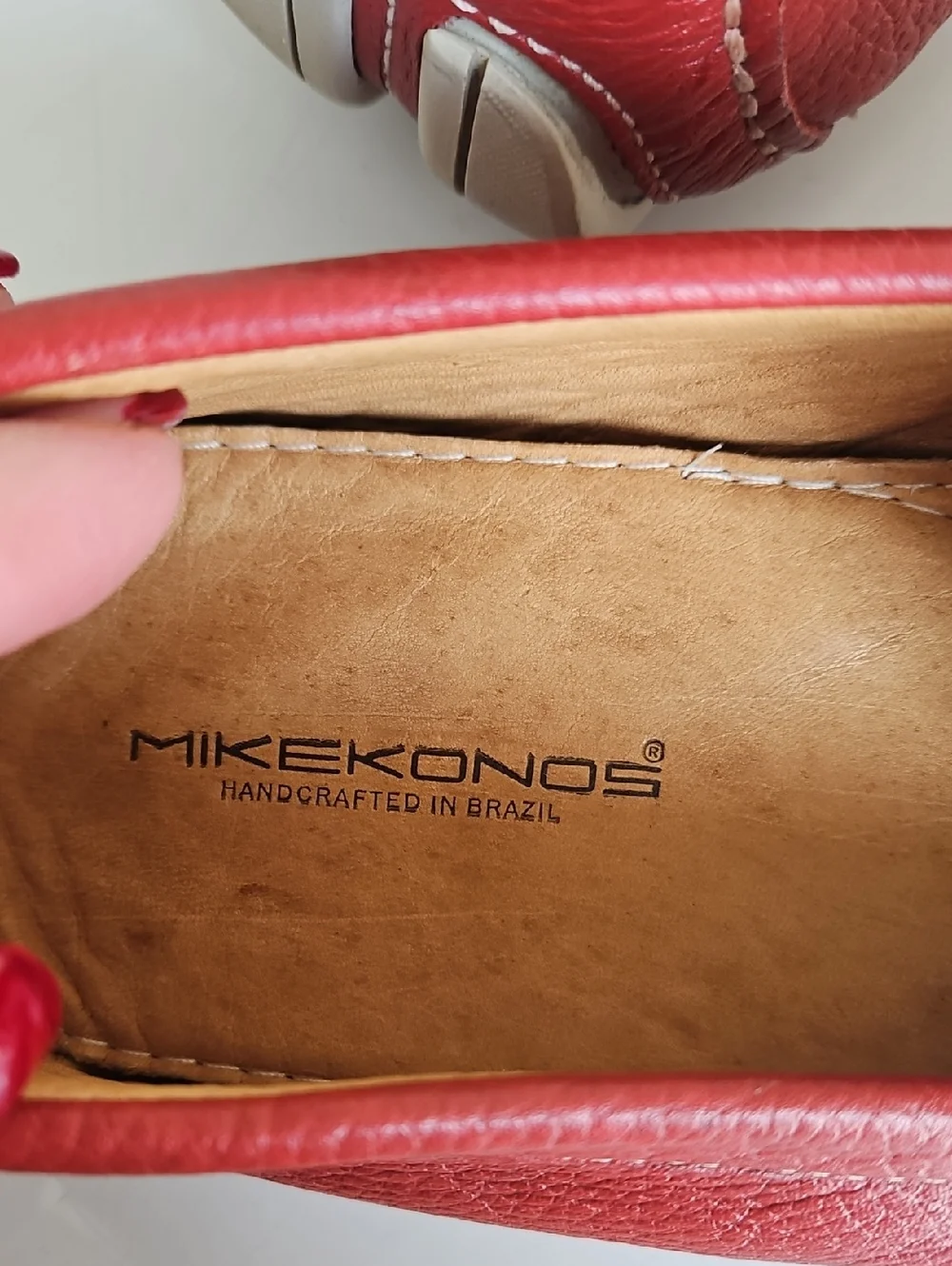 Mikekonos Driving Loafers Brazil Leather Red Men 12 M